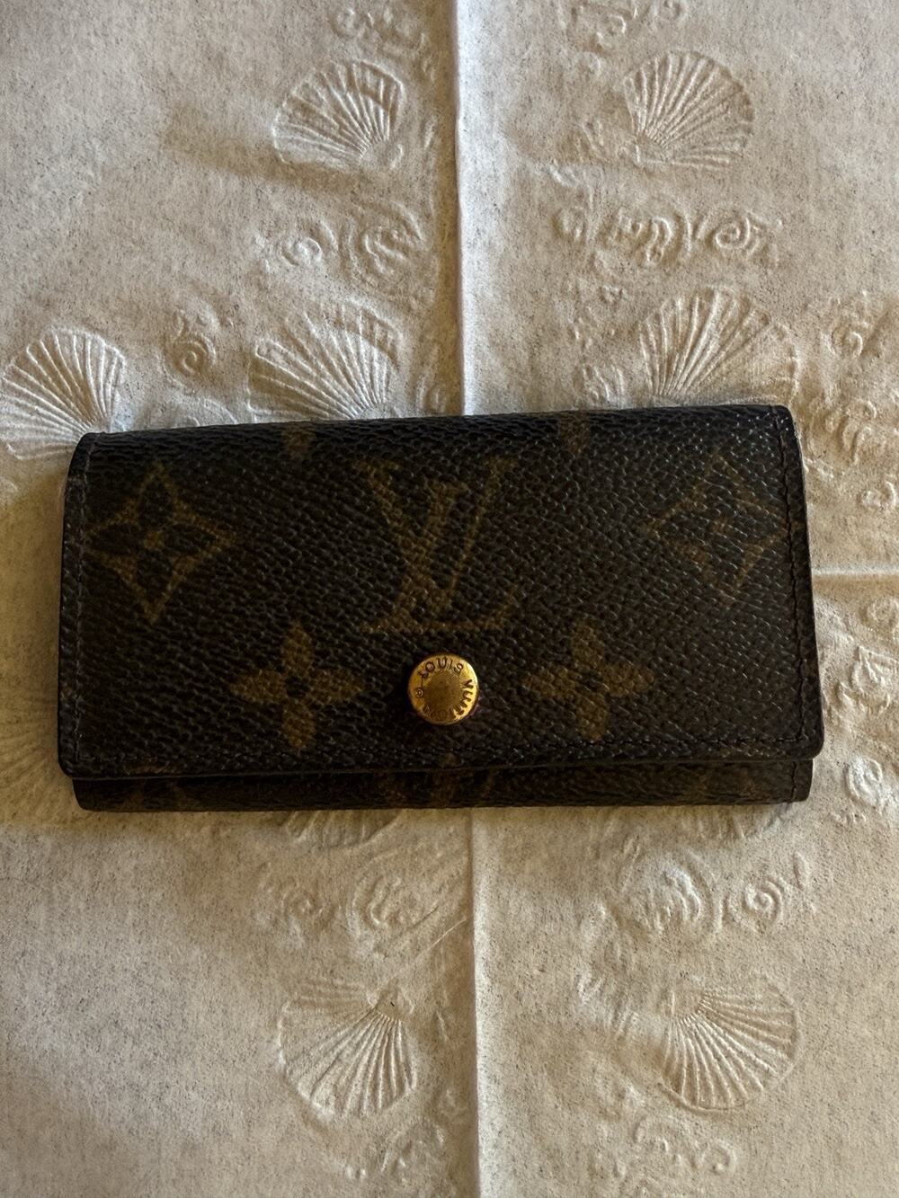 ✨Auth LOUIS VUITTON Monogram Canvas Multicles 4 Key Holder Case Brown Vintage